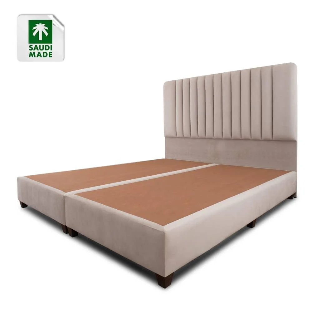 سرير ملكي من الخشب السويدي والقماش الكتاني200 * 180 سم - رمادي