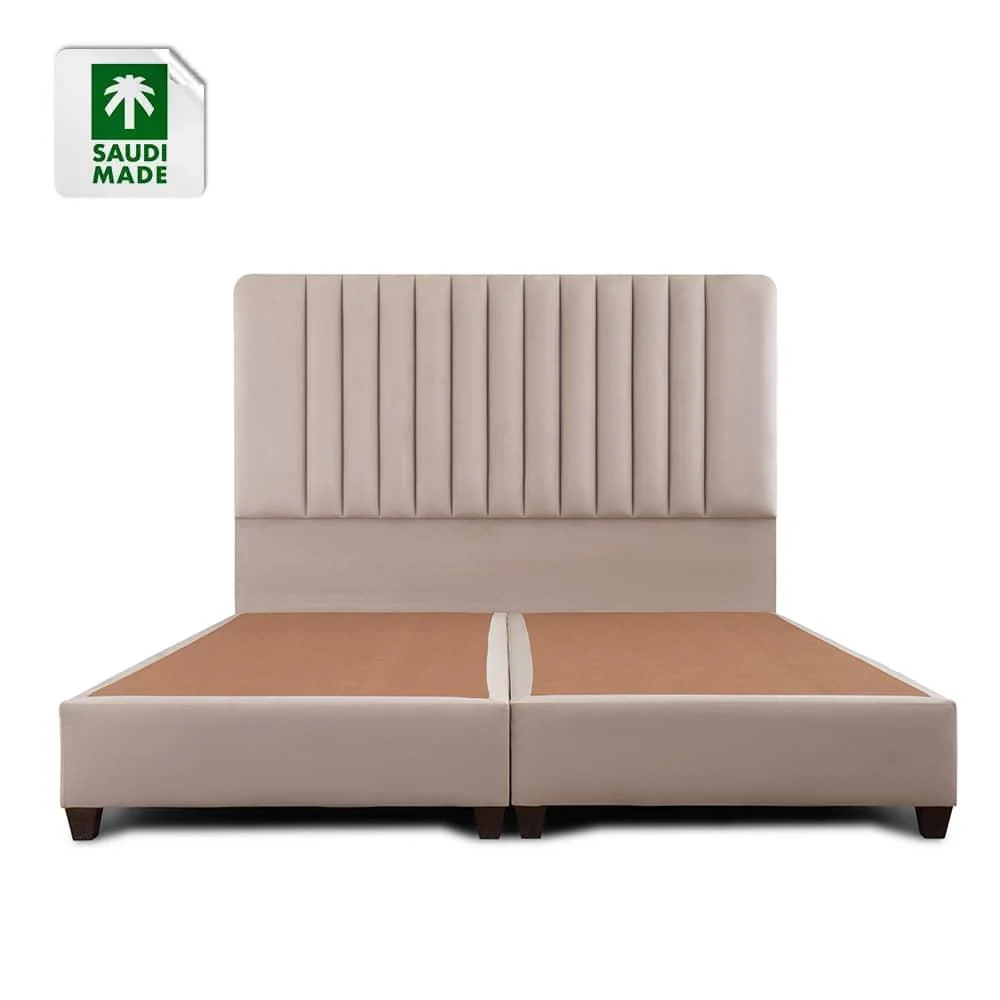 سرير ملكي من الخشب السويدي والقماش الكتاني200 * 180 سم - رمادي