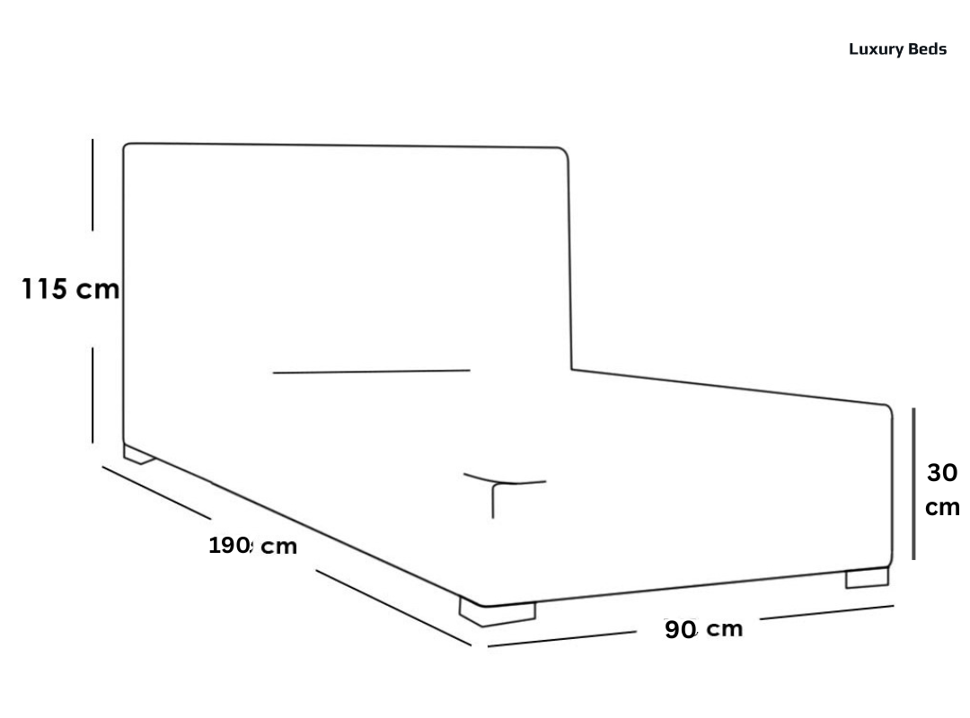 سرير مفرد بتصميم عصري وأنيق باللون الرمادي مع لوح رأس مبطن - مقاس190 * 90 سم