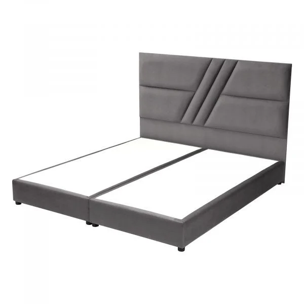 سرير مبطن رمادي بتصميم لوح رأس مائل - مقاس200 * 180 سم - متوفر في جدة