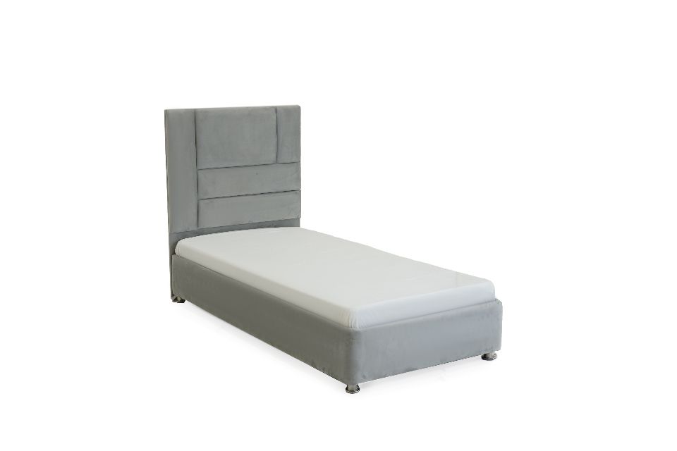 سرير نفر واحد حديث مبطن بلوح رأس مزخرف - مقاس190 * 90 سم