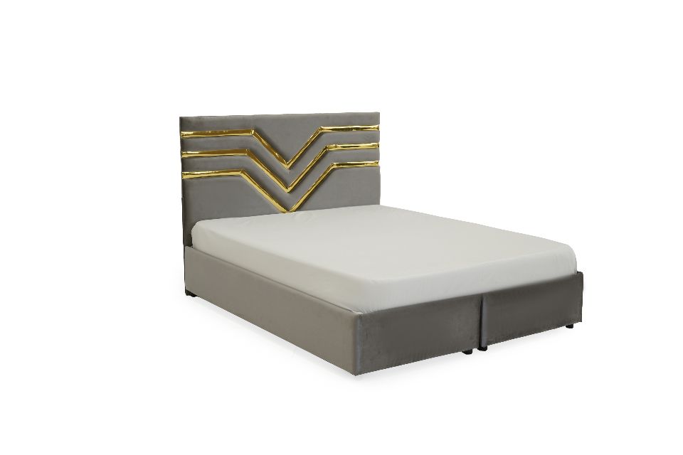 سرير كينج بحجم  200 * 180 سم مع لوح رأس مزخرف باللون الذهبي - ألوان قابلة للتخصيص