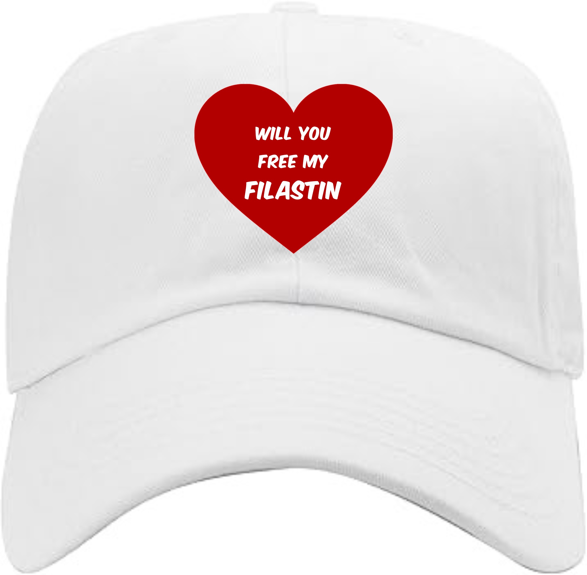 Gorra blanca con diseño de corazón