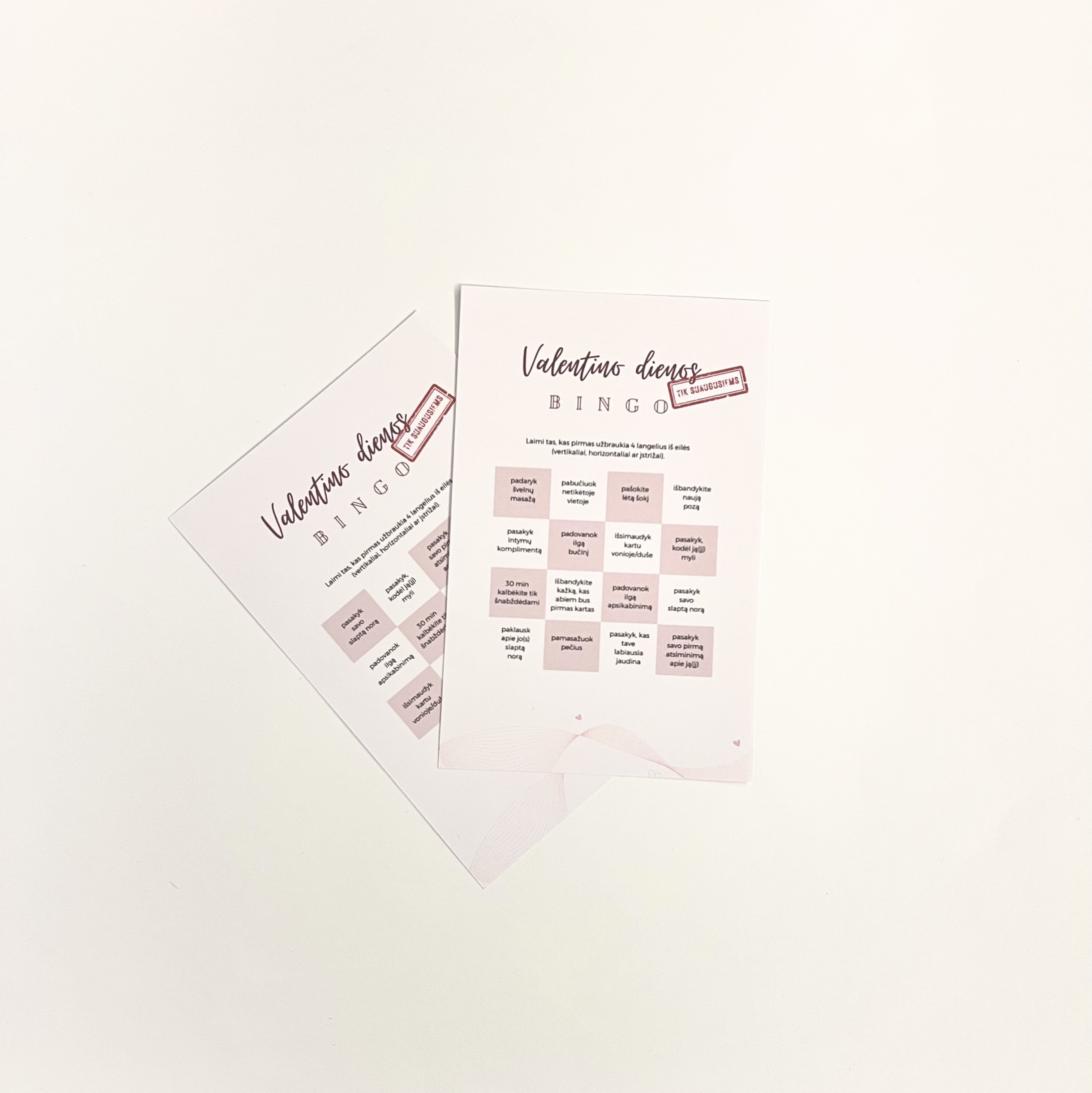Valentino dienos veiklų BINGO suaugusiems