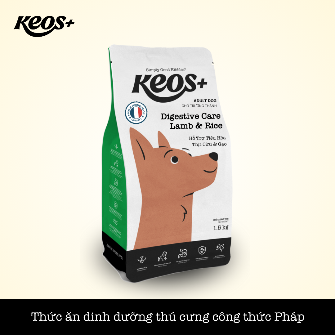 THỨC ĂN KEOS+ CHÓ TRƯỞNG THÀNH HỖ TRỢ TIÊU HOÁ CỪU & GẠO ( Keos+ Digestive Care for Adult Dog - Lamb & Rice Flavor )