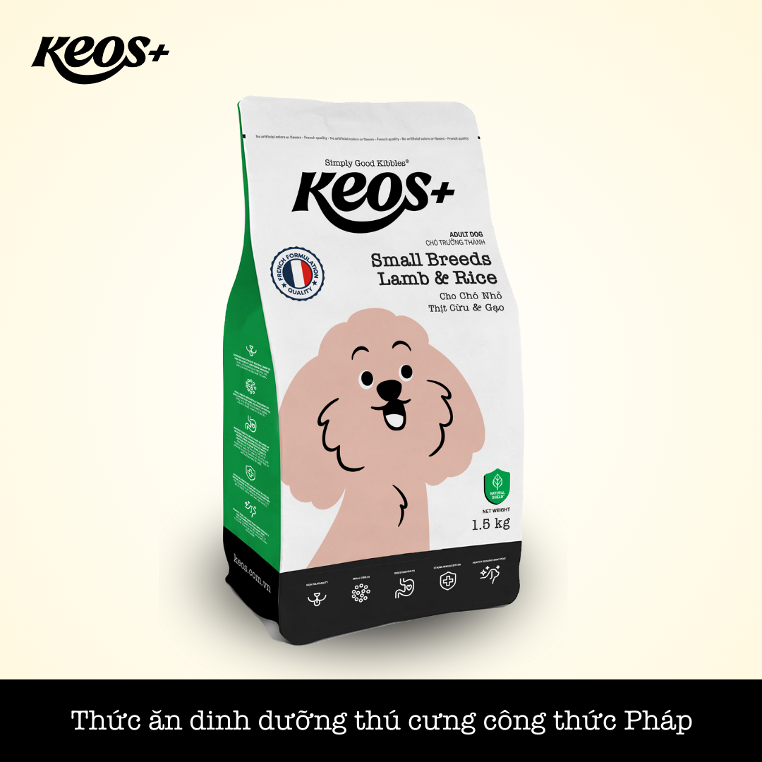 THỨC ĂN KEOS+ GIỐNG CHÓ NHỎ TRƯỞNG THÀNH THỊT CỪU VÀ GẠO ( Keos+ for Adult Dog, Small Breeds – Lamb & Rice Flavor )