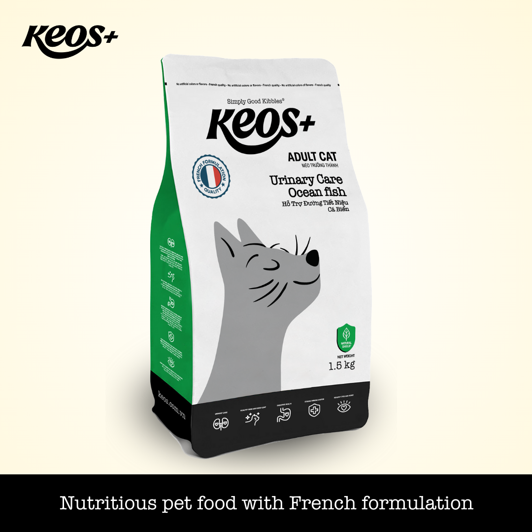 THỨC ĂN KEOS+ URINARY MÈO TRƯỞNG THÀNH VỊ CÁ BIỂN HỖ TRỢ TIẾT NIỆU ( Keos+ Urinary Care for Adult Cat - Ocean Fish Flavor )