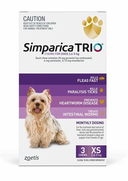 SIMPARICA TRIO NGỪA VE,GHẺ,BỌ CHÉT + SỔ GIUN