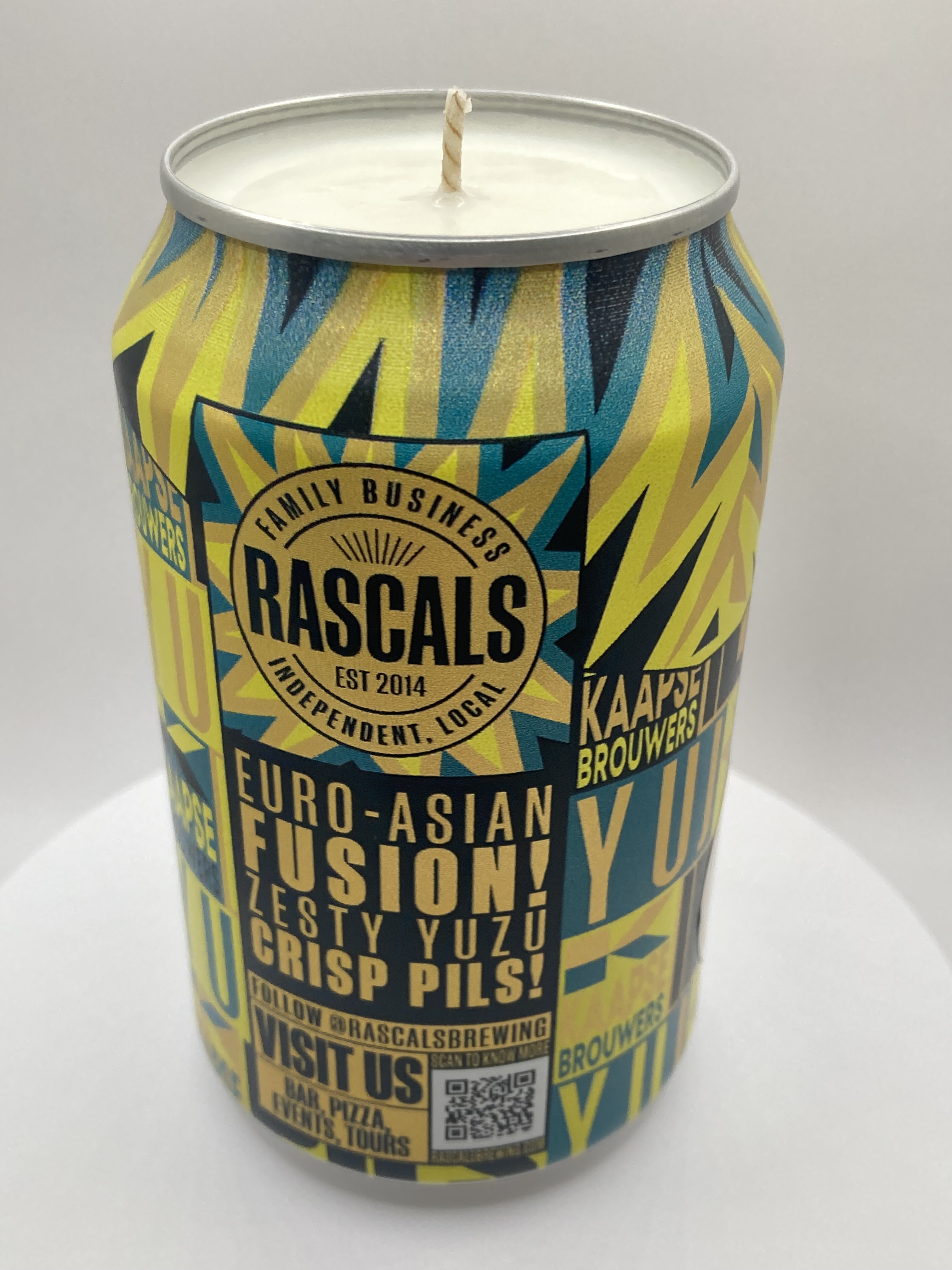 Limited Edition Rascals Brewing Yuzu Pils Can-dle - Hand Poured Vegan Soy Candle, Eco-Friendly, Ideal Christmas/Secret Santa Gift