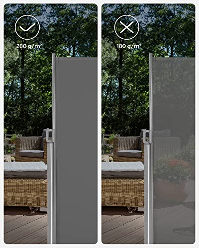 Uždanga nuo vėjo | Šoninė markizė | 160 x 400 cm | Ištraukiama uždanga | Pilka