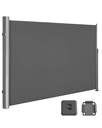 Uždanga nuo vėjo | Šoninė markizė | 160 x 400 cm | Ištraukiama uždanga | Pilka