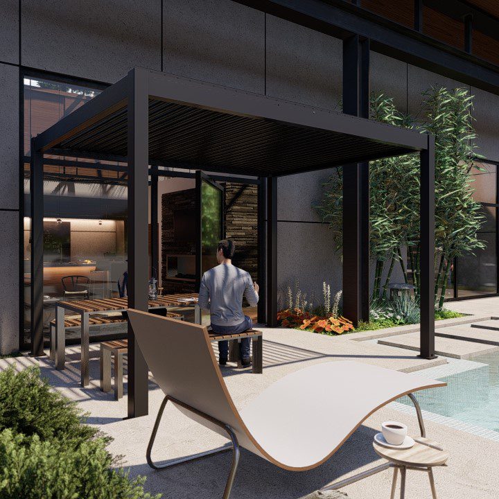 Aliuminė pergola terasai (auto.vald.) 3X4