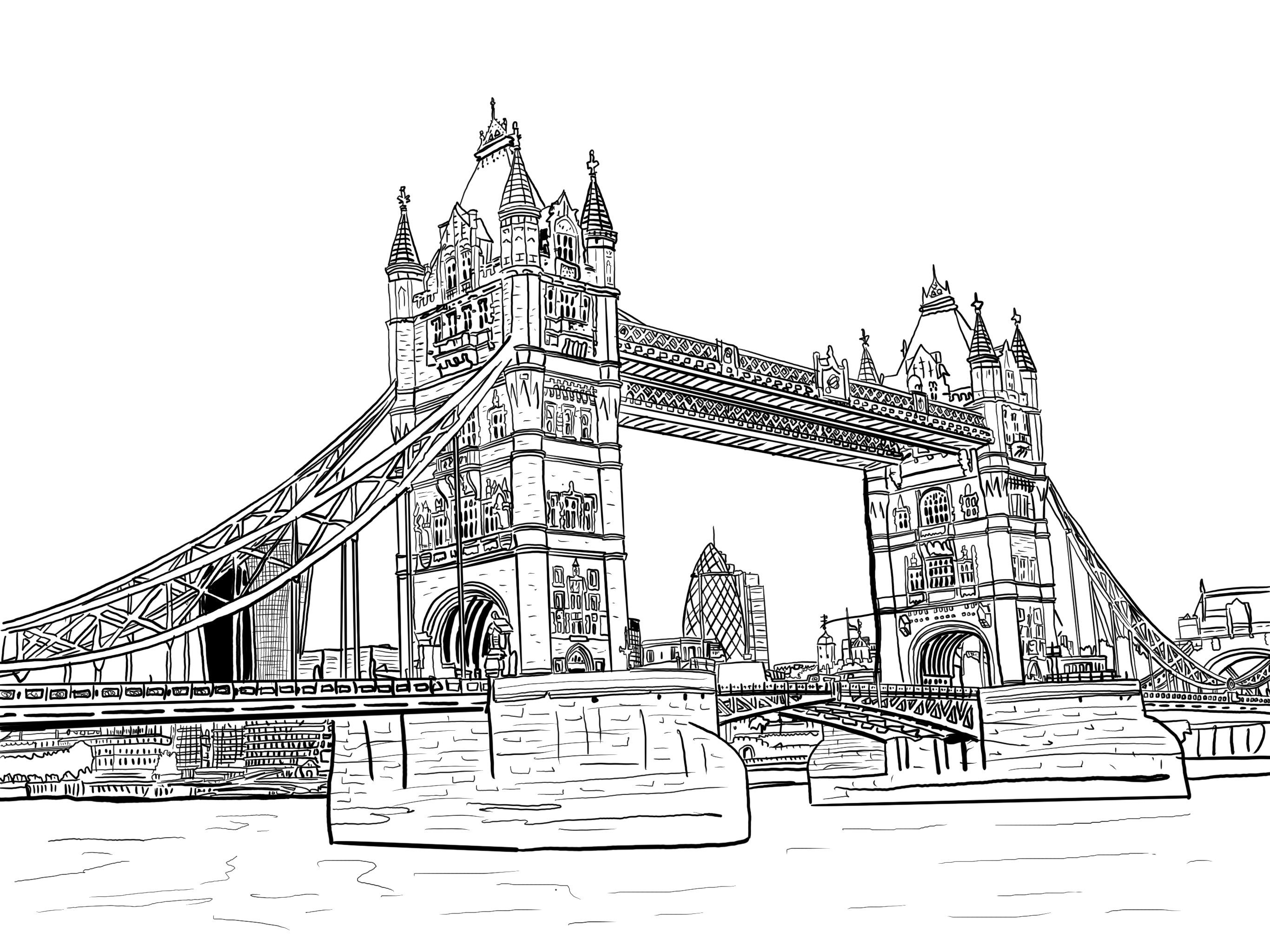 Tower Bridge London Line Drawing