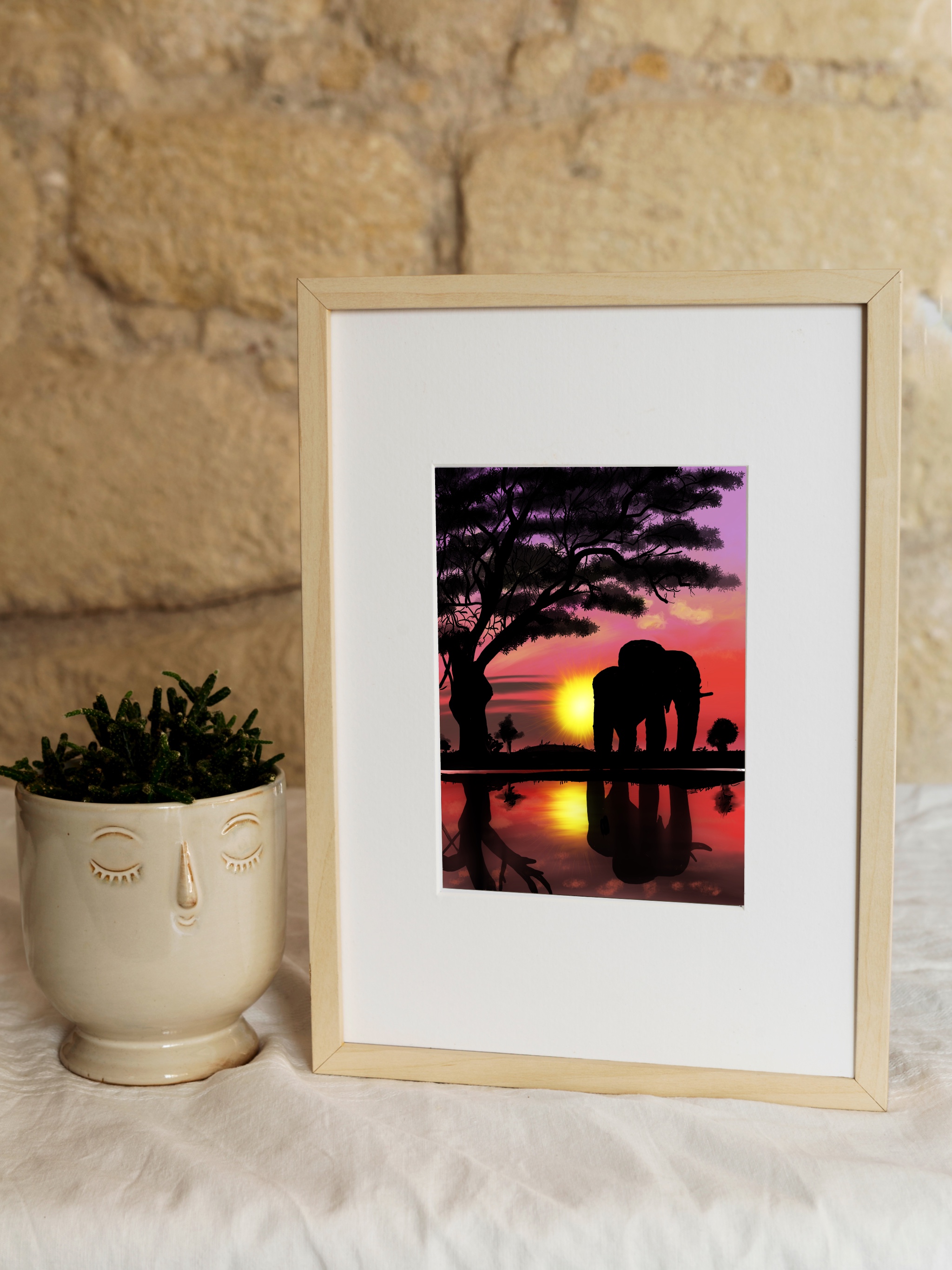 Elephant in the sunset