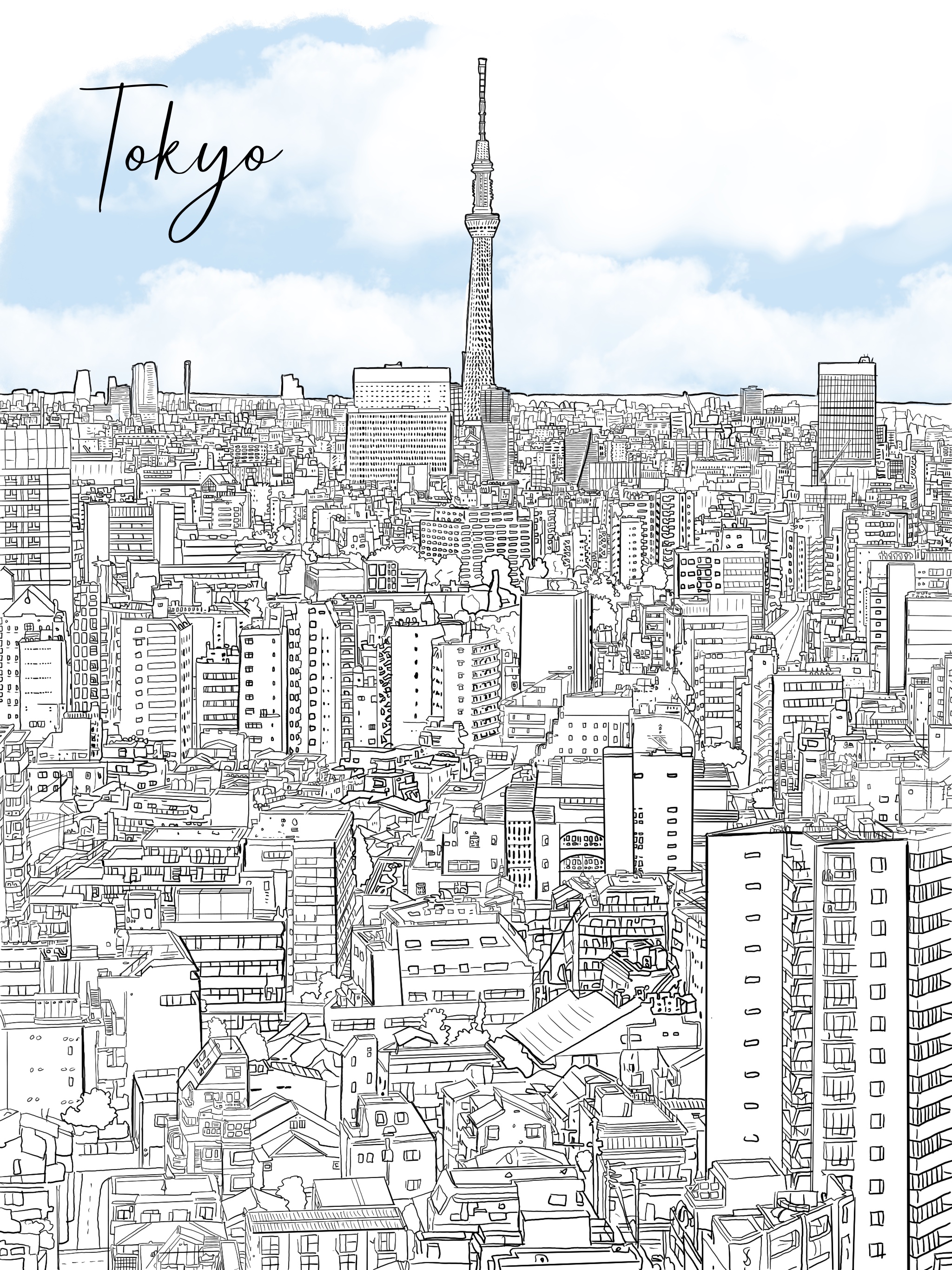 Tokyo line drawing