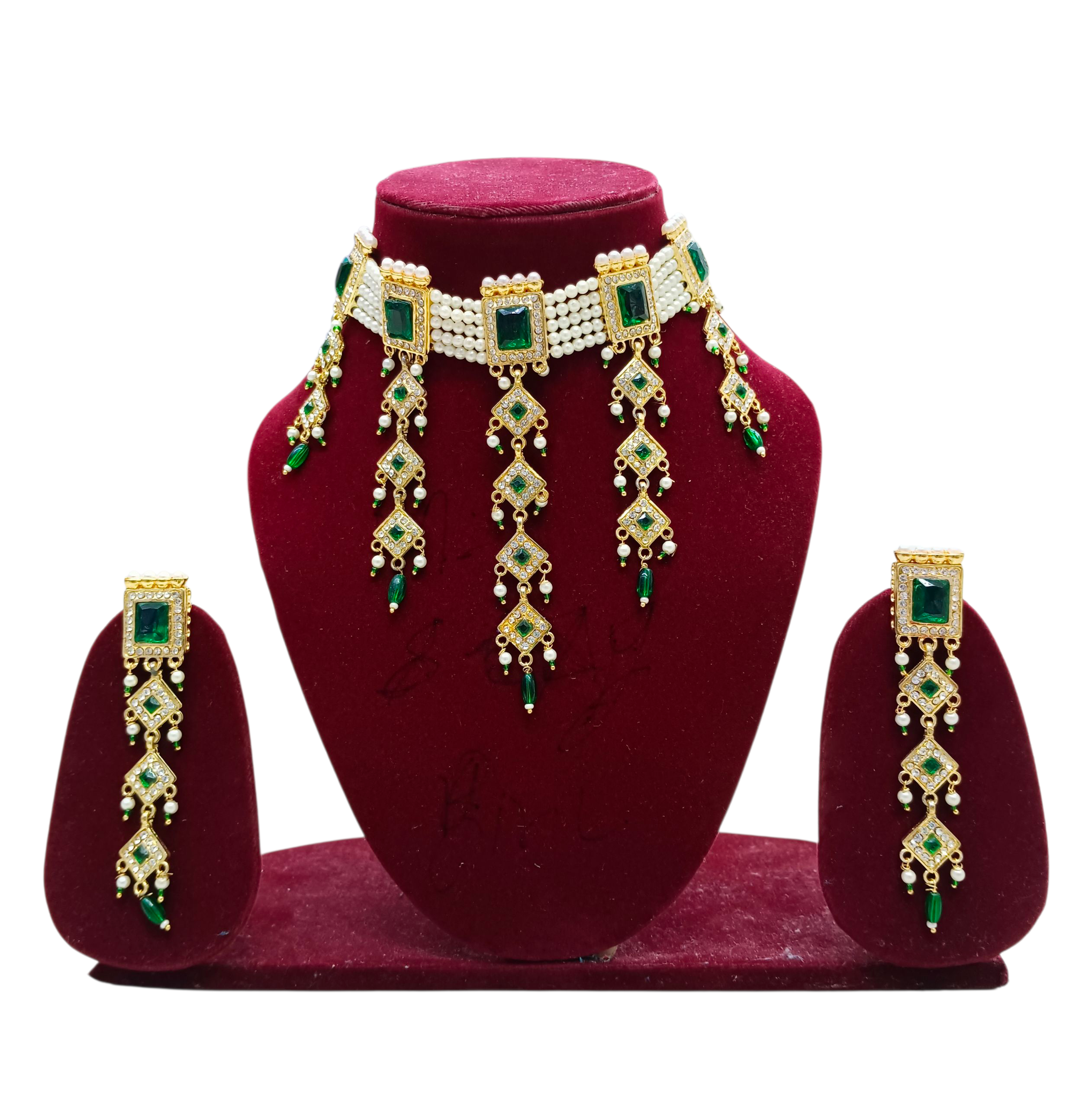 Emerald Green Stone Necklace Set