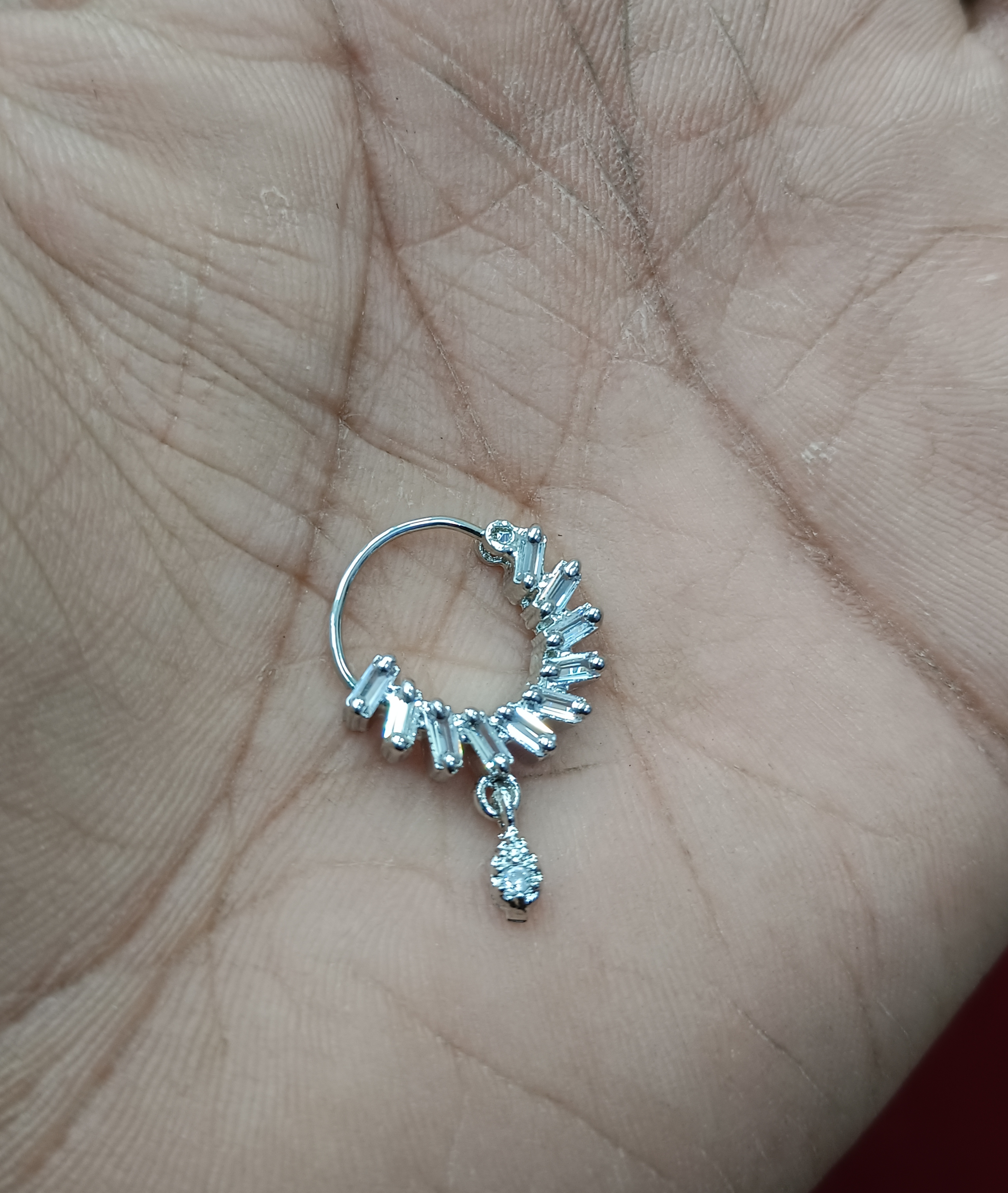 Stylish Silver Plated Diamond Style Drop Nose Ring for Women | Bridal Nath | Traditional Party Wear Nose Pin