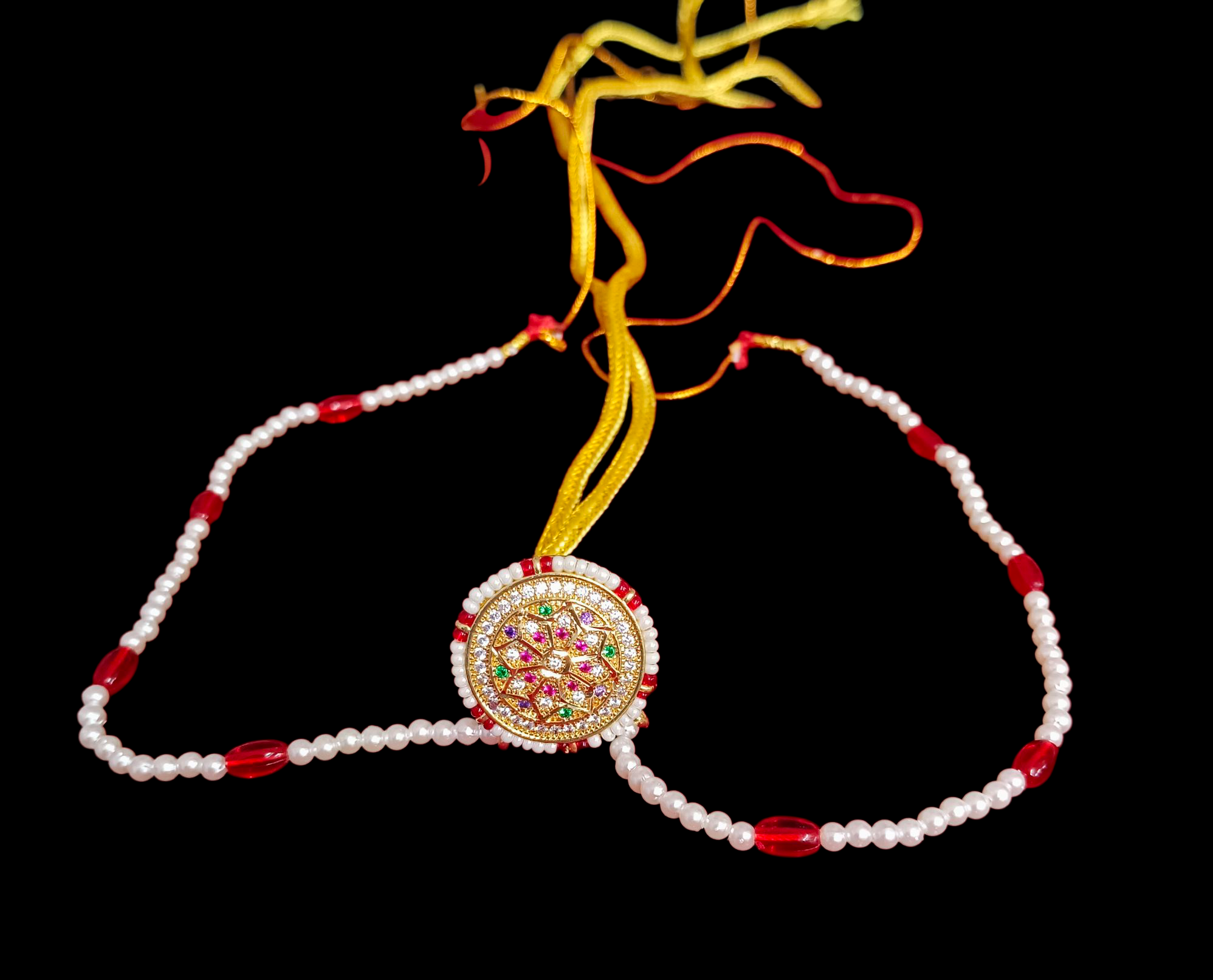 Traditional Pearl and Bead Maang Tikka