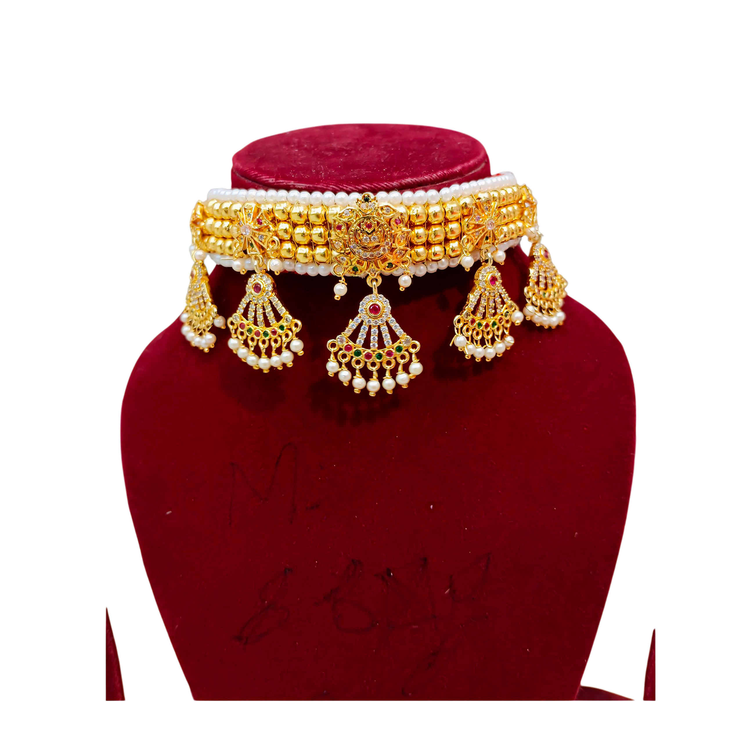 Traditional Pearl and Gold Choker Necklace