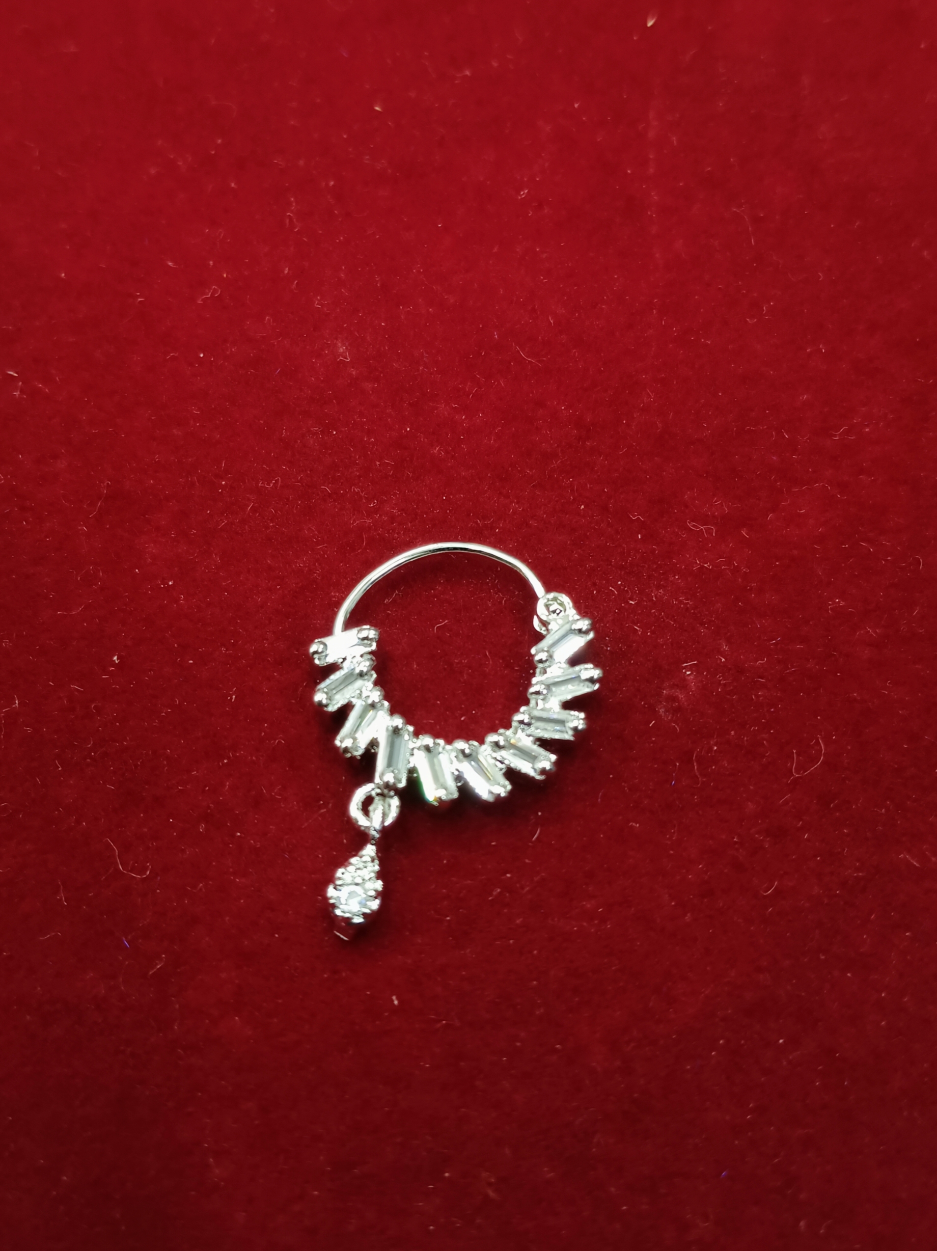 Stylish Silver Plated Diamond Style Drop Nose Ring for Women | Bridal Nath | Traditional Party Wear Nose Pin