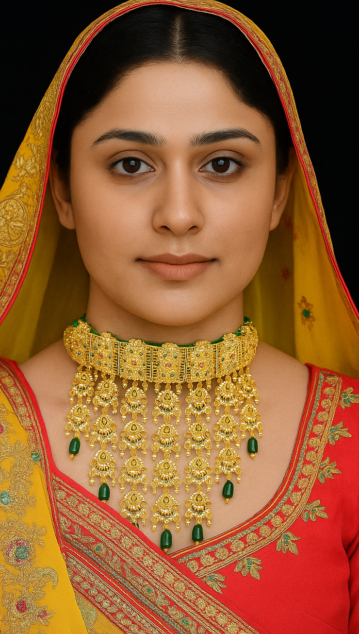 Royal Kundan Choker Necklace with Green Beads | Traditional Bridal Jewellery Set | Wedding, Engagement, Festive Wear | Gold Plated Ethnic Choker | Rajwadi Haar | Partywear Necklace Gift for Bride | Elegant Polki Design Skin-Friendly 2025