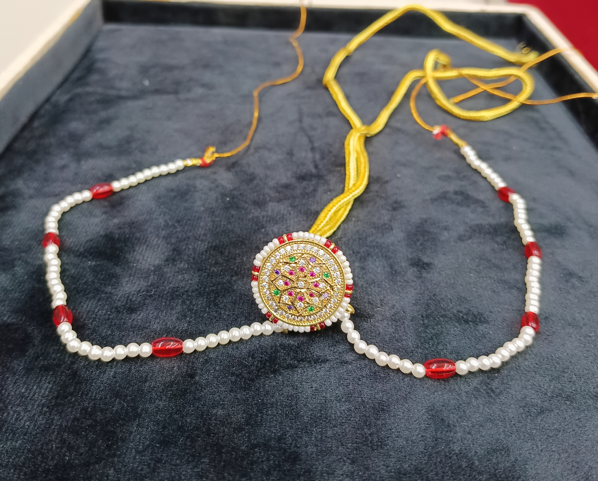 Traditional Pearl and Bead Maang Tikka