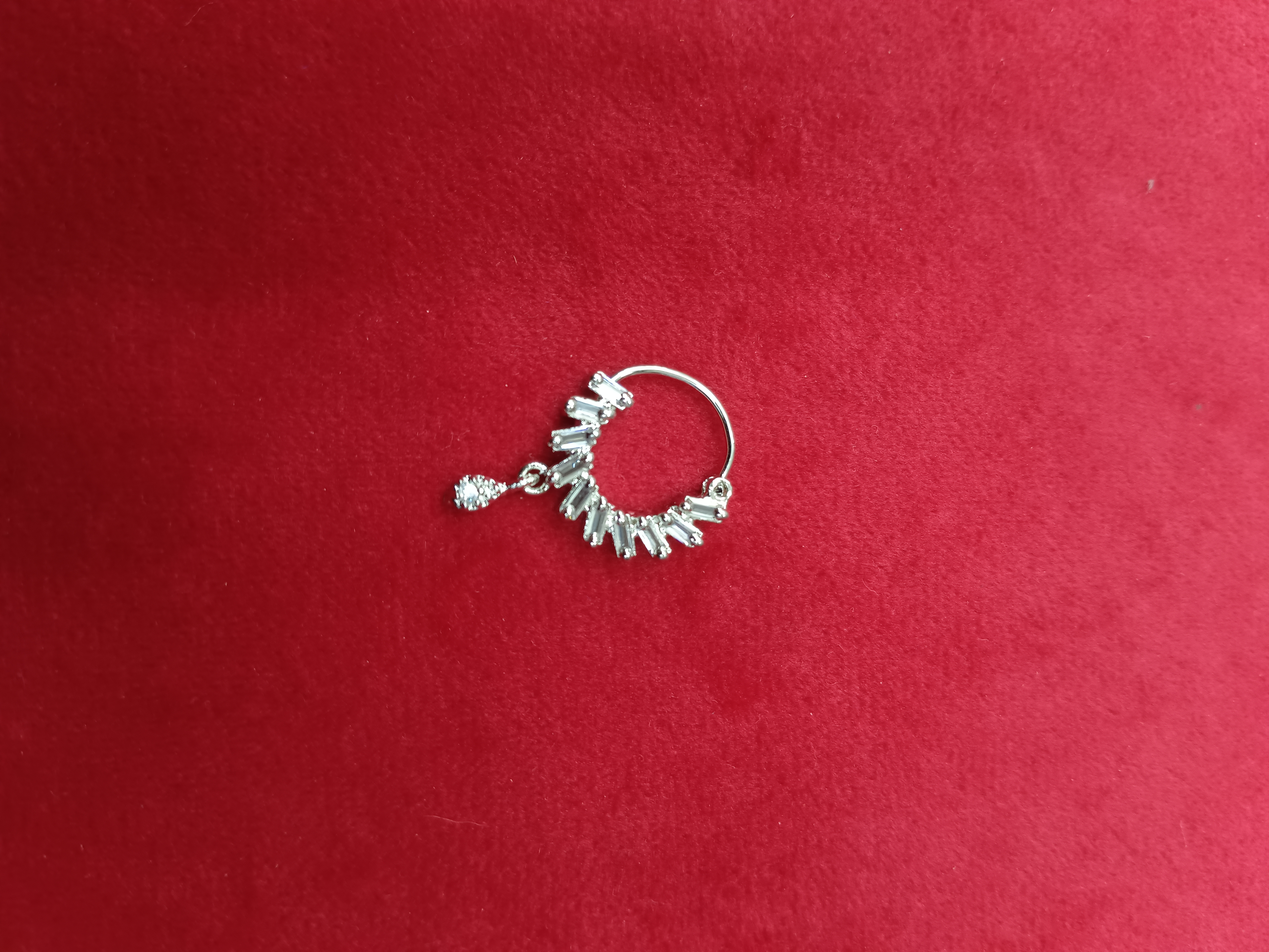 Stylish Silver Plated Diamond Style Drop Nose Ring for Women | Bridal Nath | Traditional Party Wear Nose Pin