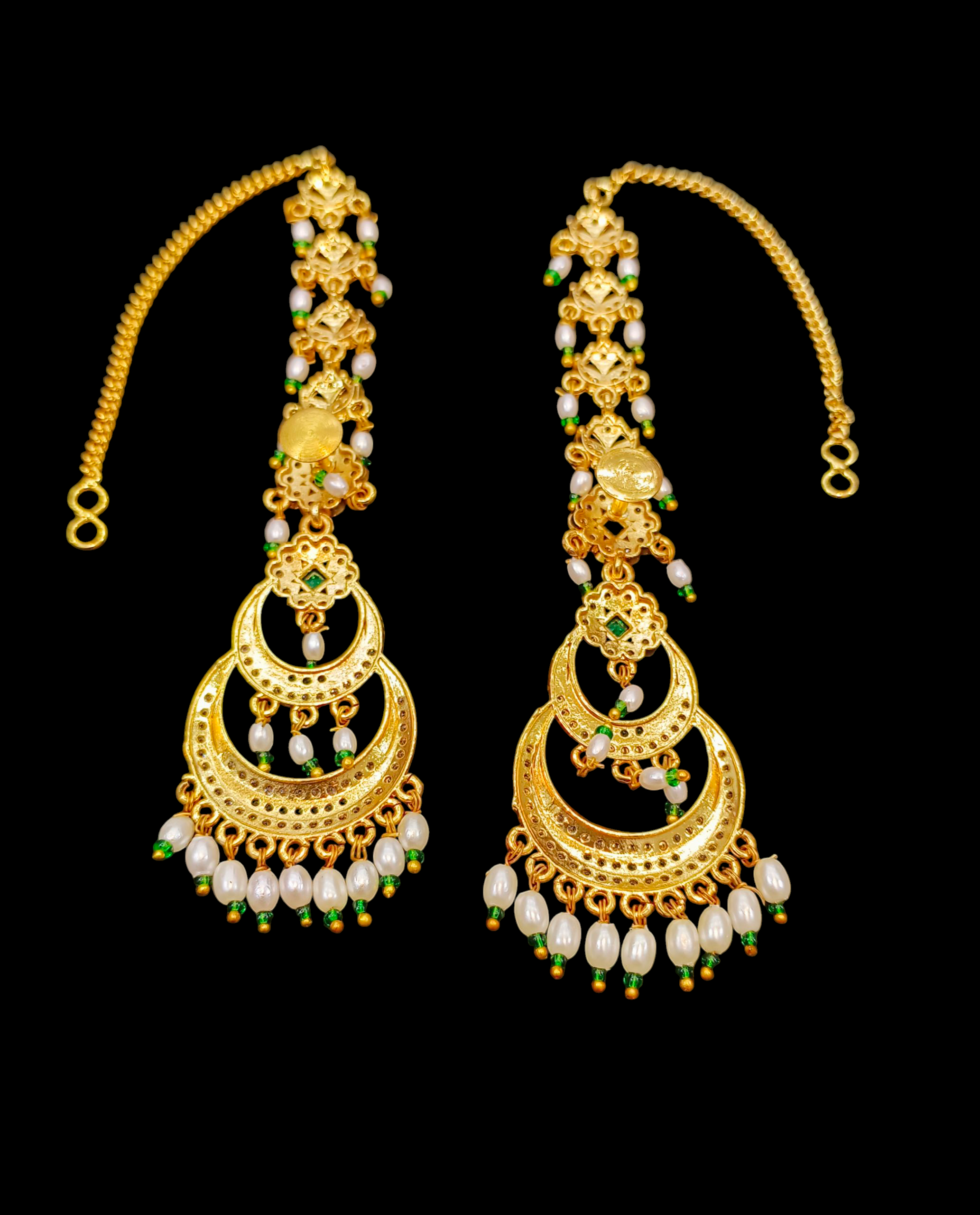 Traditional Gold-Plated Long Chandbali Earrings with Kundan, Pearls & Green Stone Work Meesho Chandbali Earrings  Gold Plated Kundan Earrings  Long Traditional Earrings for Women  Pearl Drop Bridal Earrings Meesho Festive Jewellery 2025