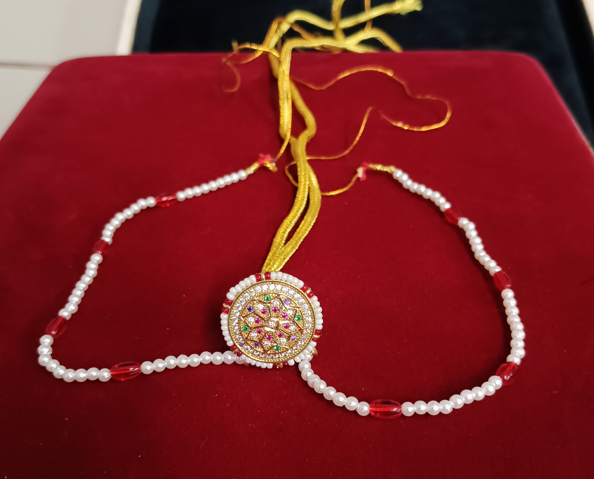 Traditional Pearl and Bead Maang Tikka