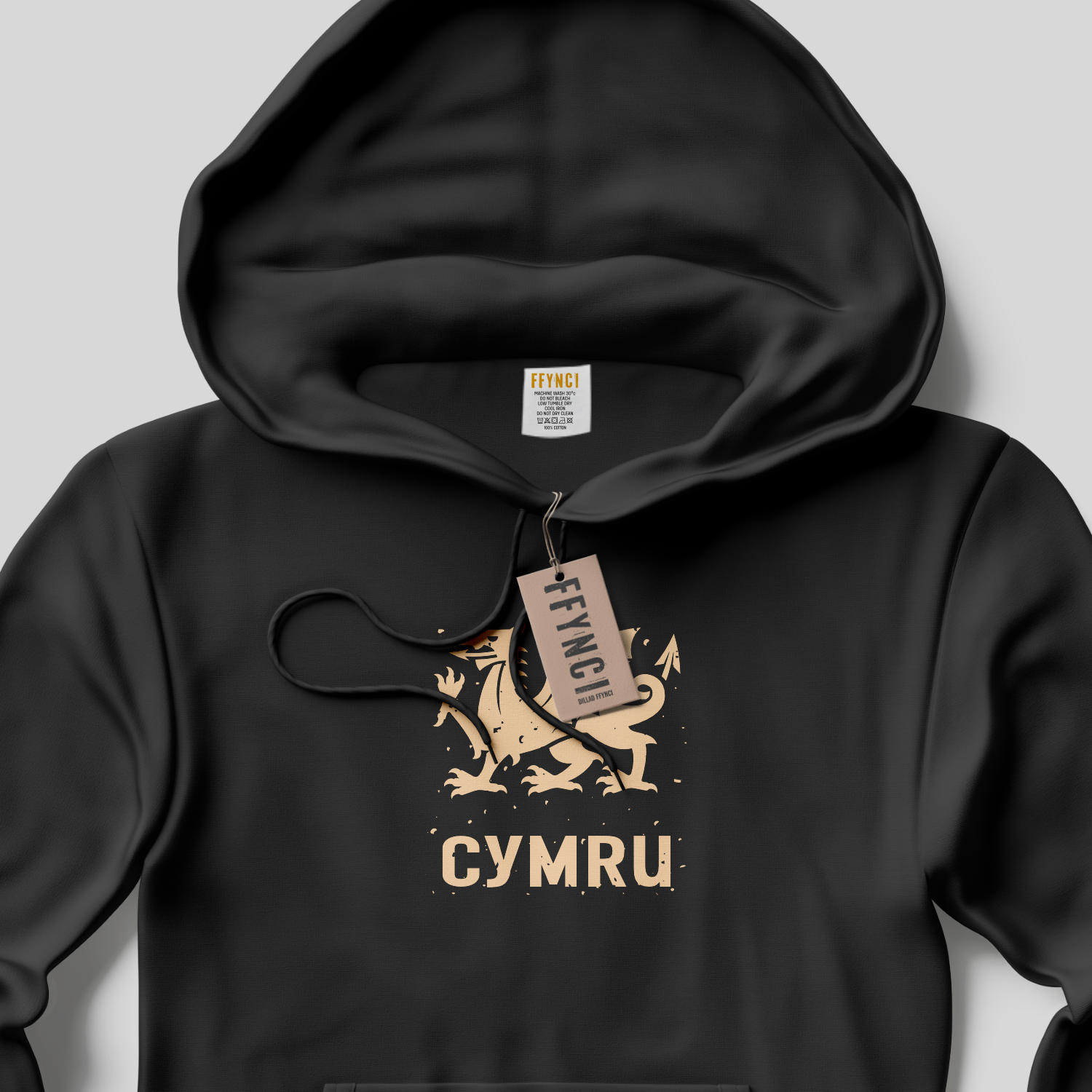 Hwdi DDRAIG CYMRU - Distressed DRAGON CYMRU Graphic hoodie