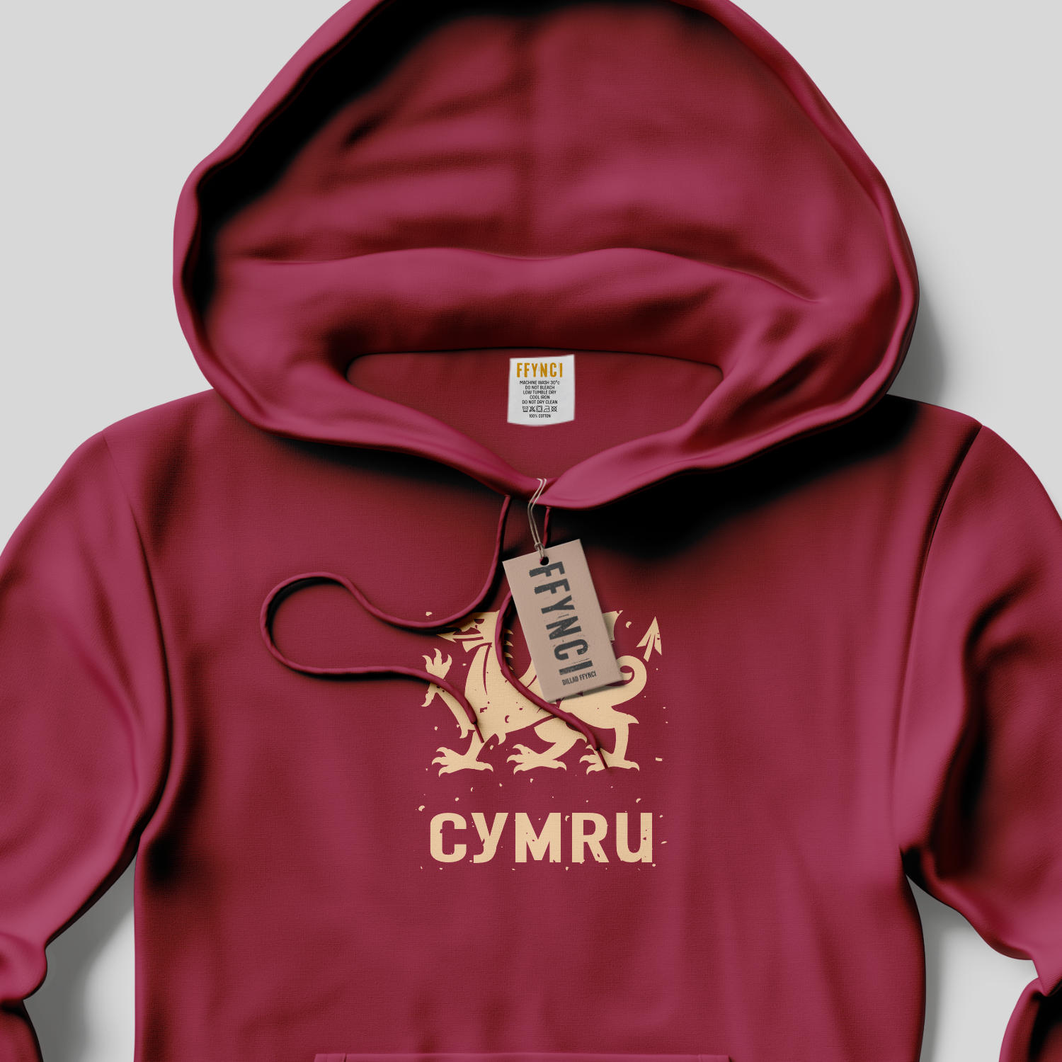 Hwdi DDRAIG CYMRU - Distressed DRAGON CYMRU Graphic hoodie