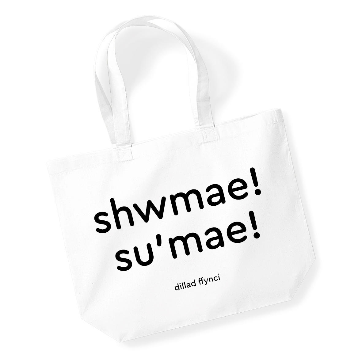 Stylish maxi tote bag in a range of colours with a cool text SHWMAE SU'MAE logo