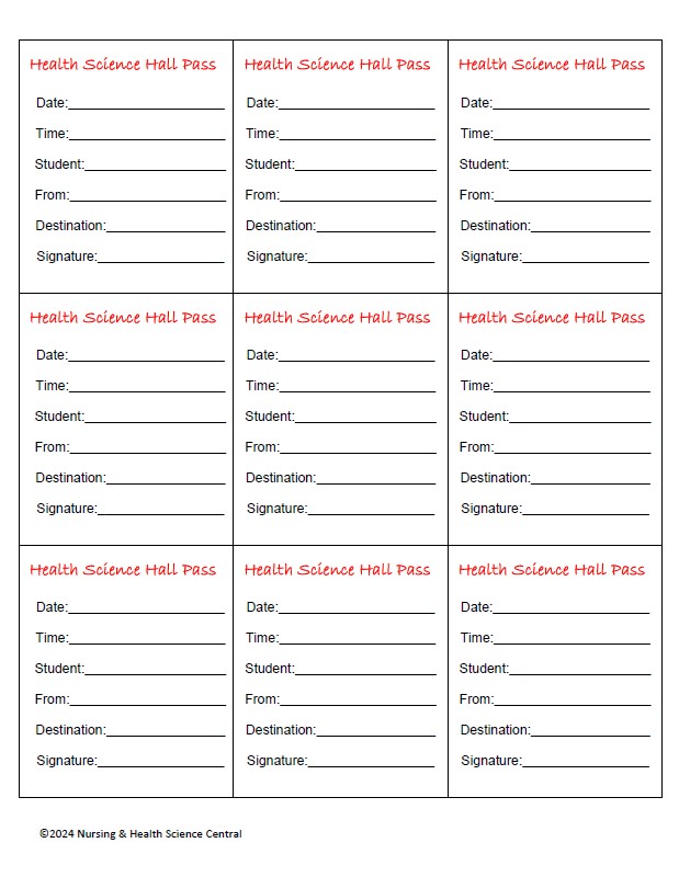 Health Science Hall Pass