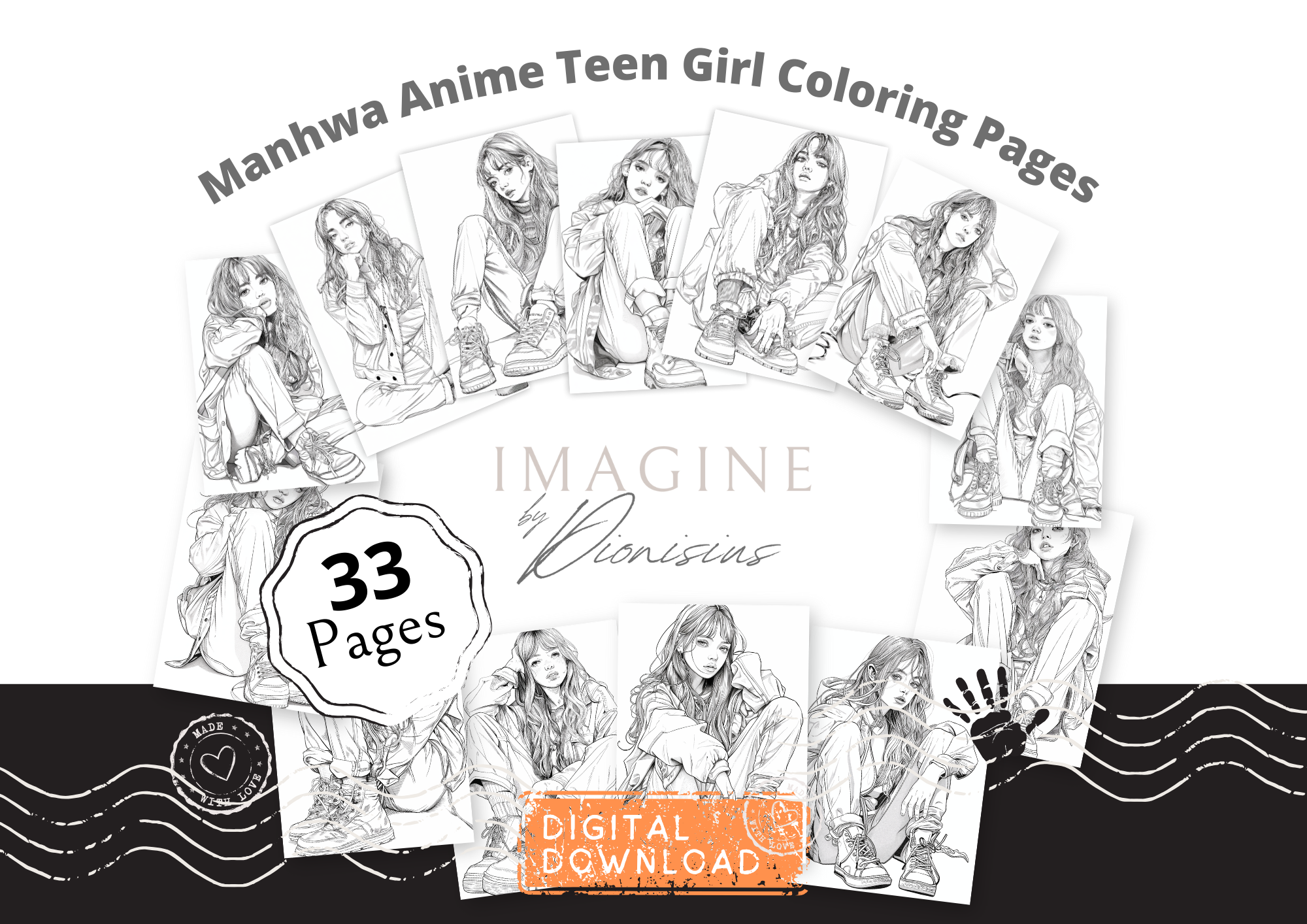 Manhwa Anime Teen Girl Coloring Pages