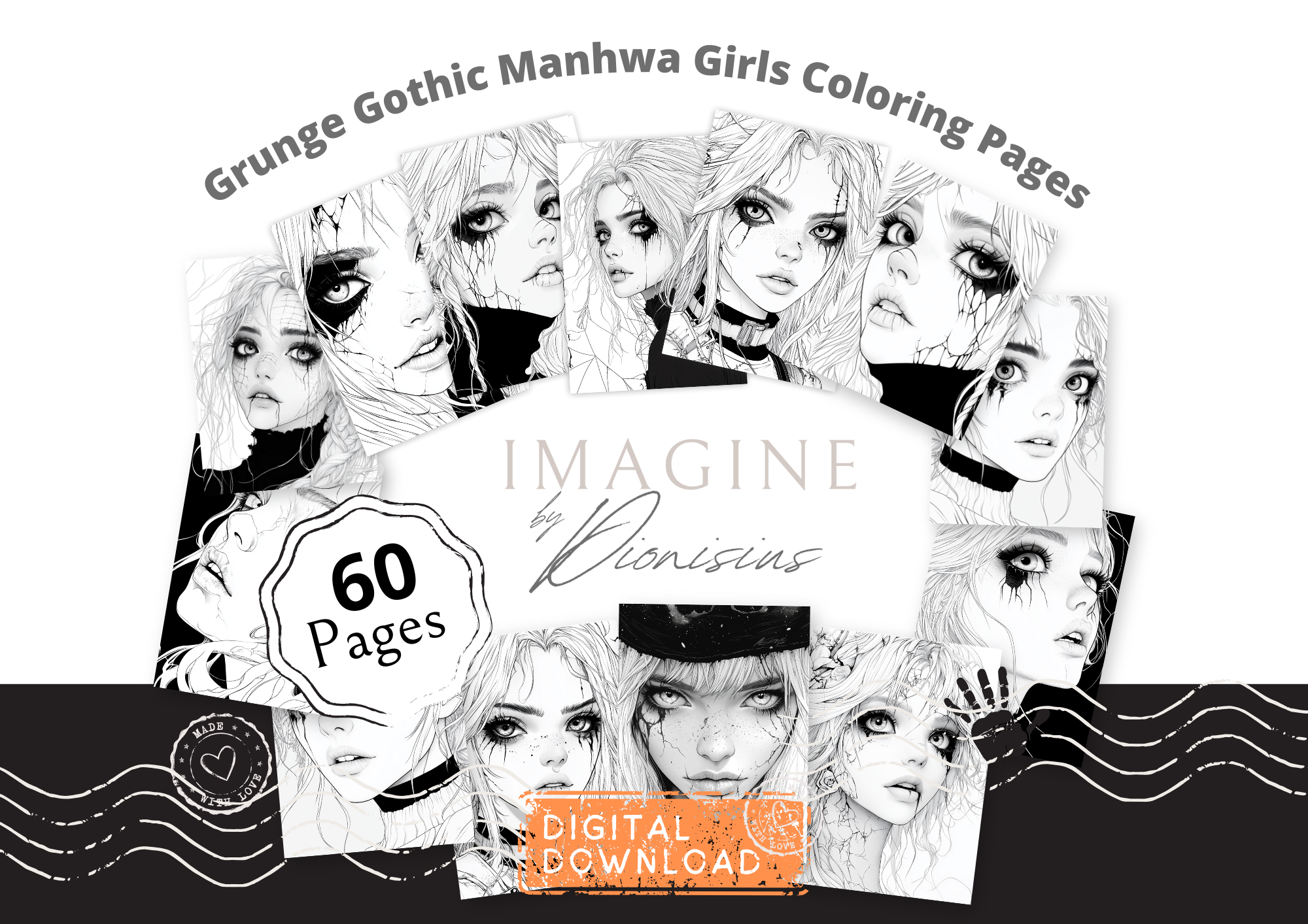 Grunge Gothic Manhwa Girls Anime Coloring Pages
