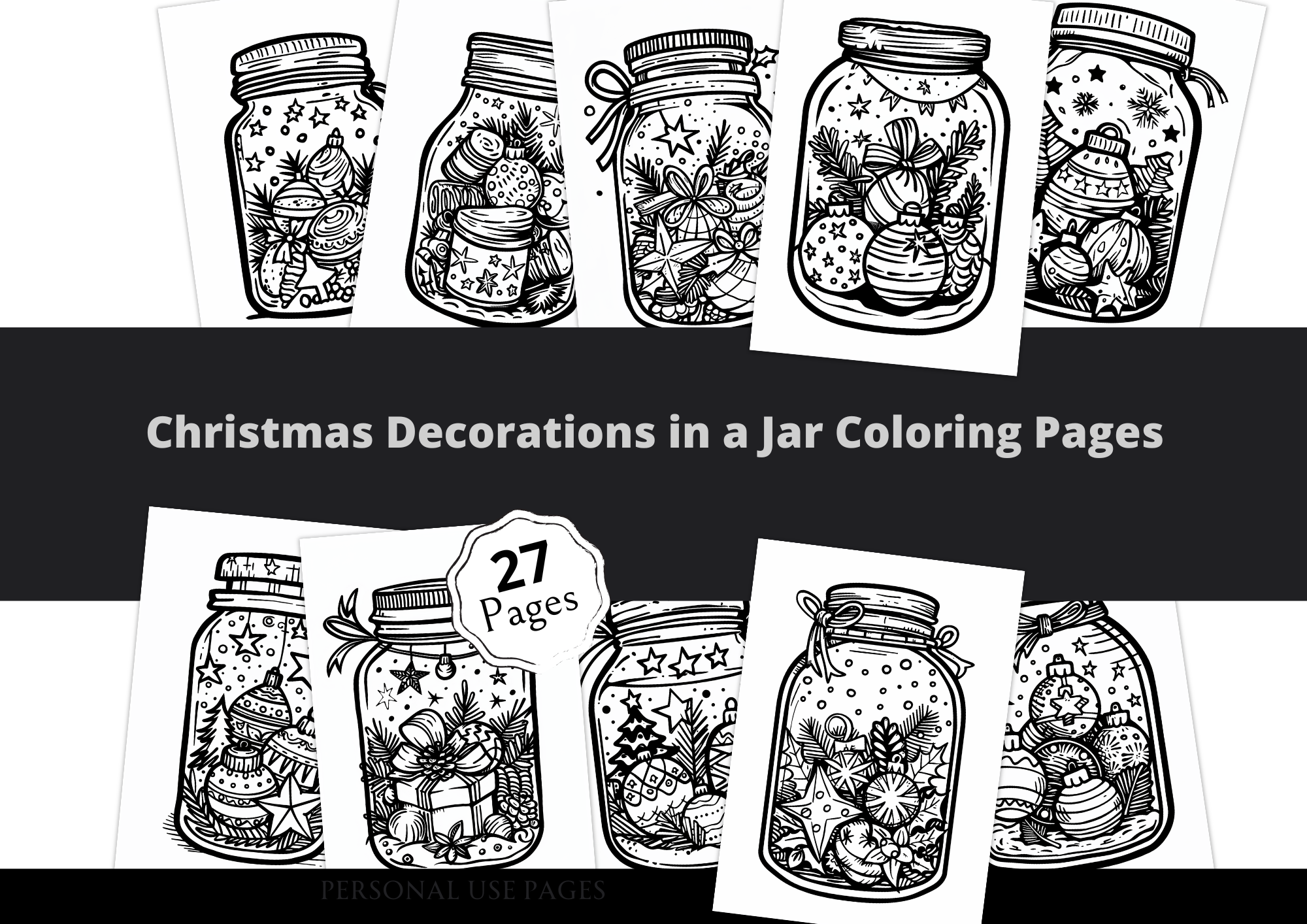 Christmas Decorations in a Jar Coloring Pages