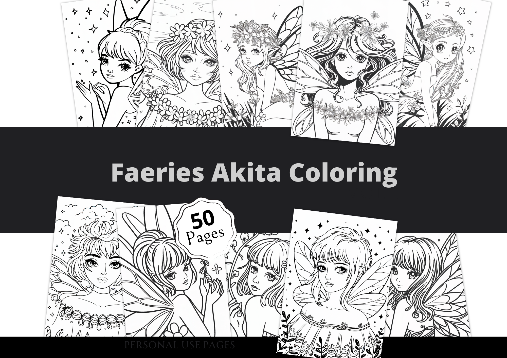 Faeries Akita Coloring