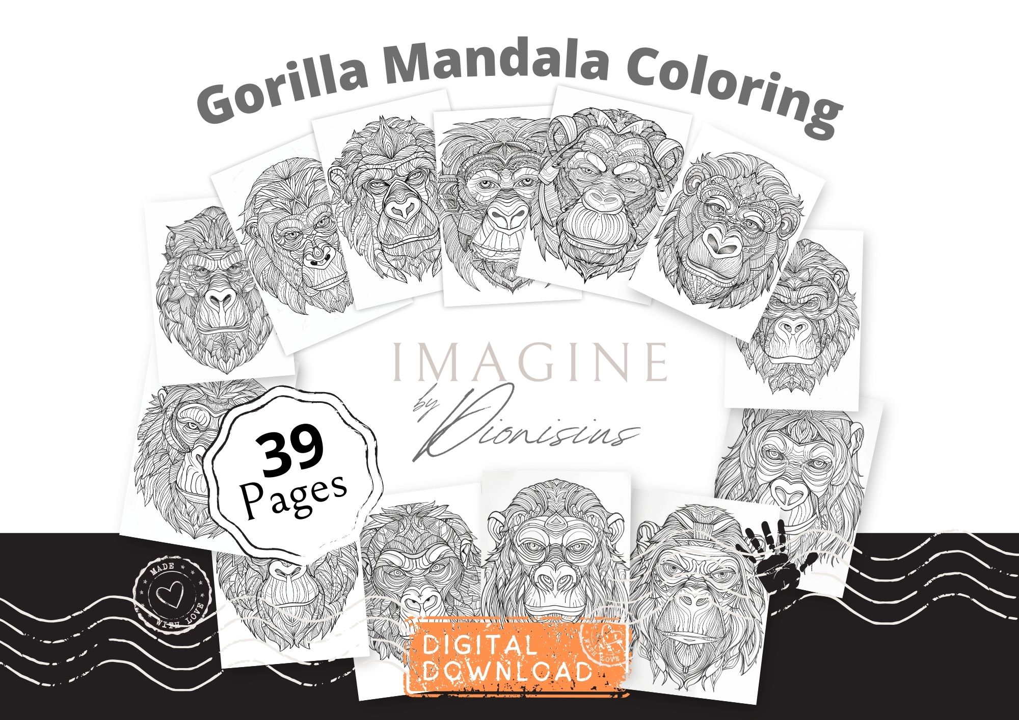 Gorilla Mandala Coloring