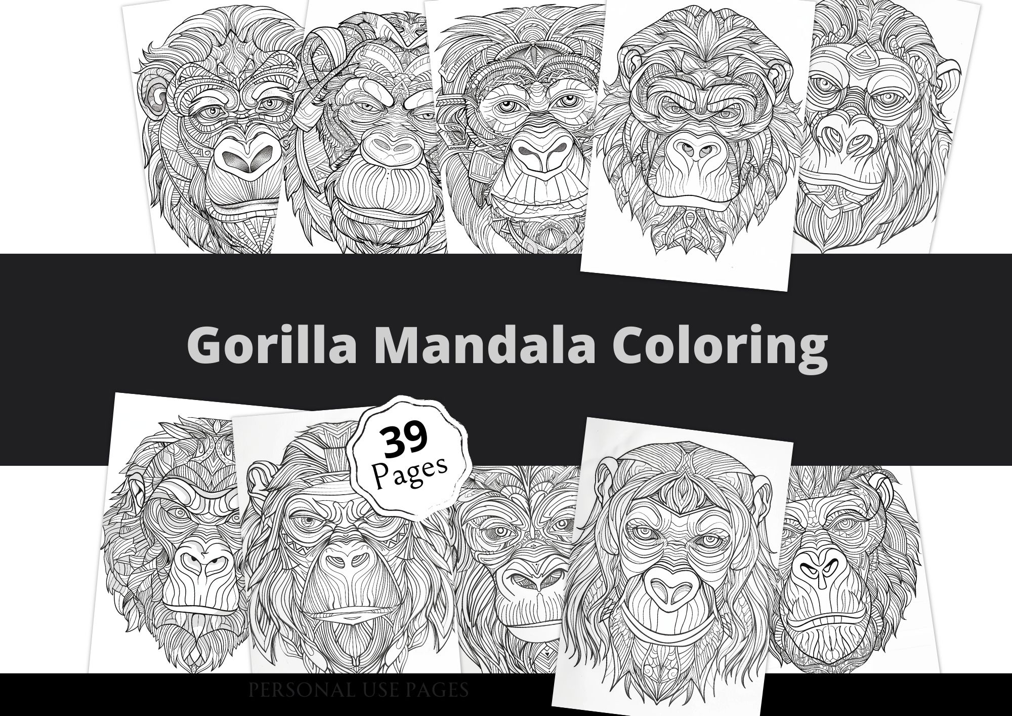 Gorilla Mandala Coloring