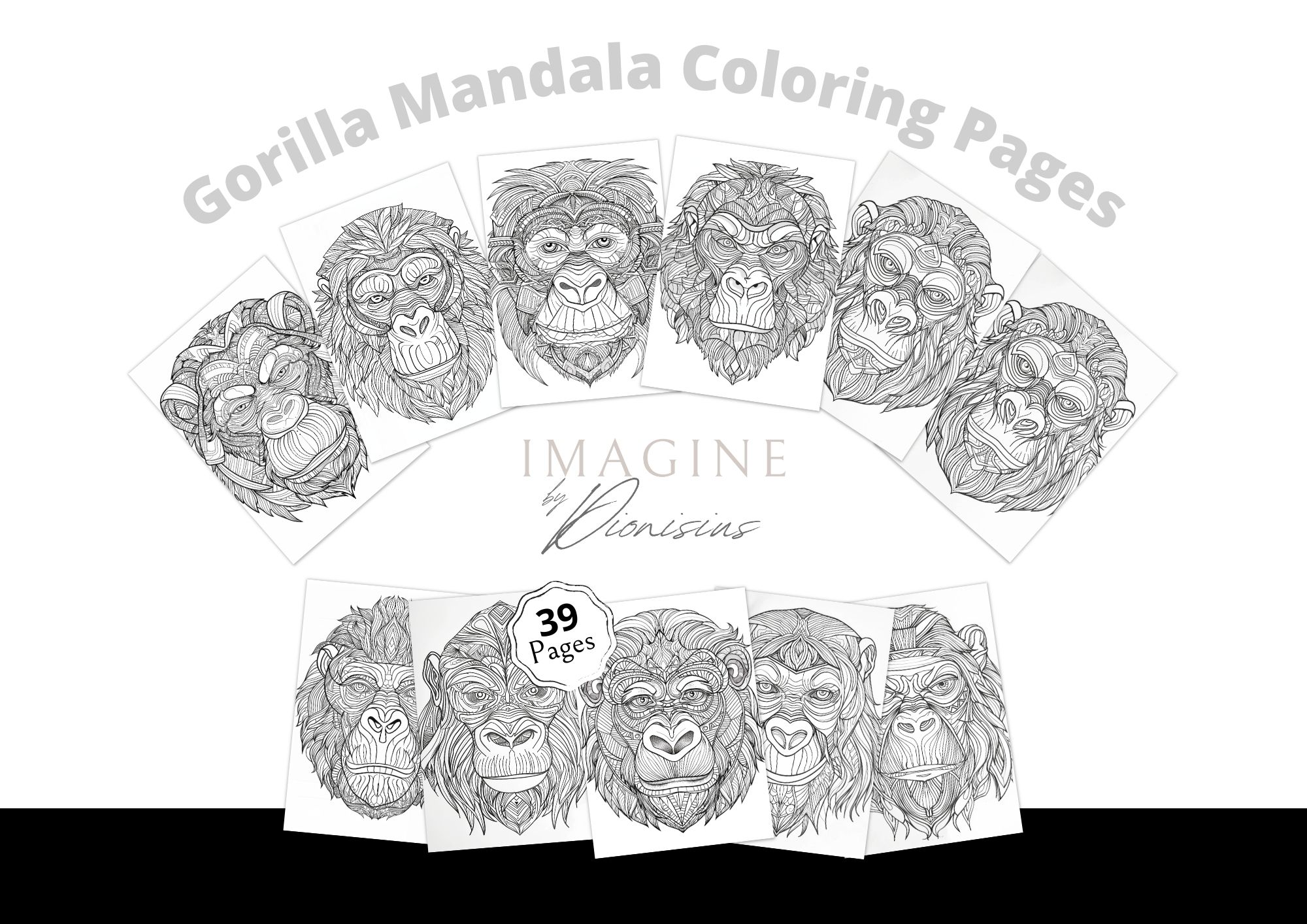 Gorilla Mandala Coloring