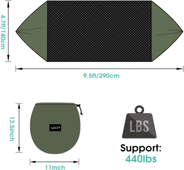  Large Camping Hammock with Mosquito Net 2 Person Pop-up Parachute Lightweight Hanging Hammocks Tree Straps Swing Hammock Bed for Outdoor Backpacking Backyard Hiking