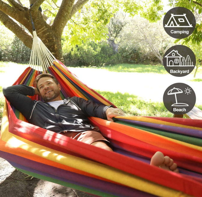 Brazilian Double Hammock with Tree Straps,Extra Large 240x160cm,2 Persons Hammock for Backyard Patio Outdoor and Indoor,450lbs Weight Capacity,Soft Woven Cotton Fabric