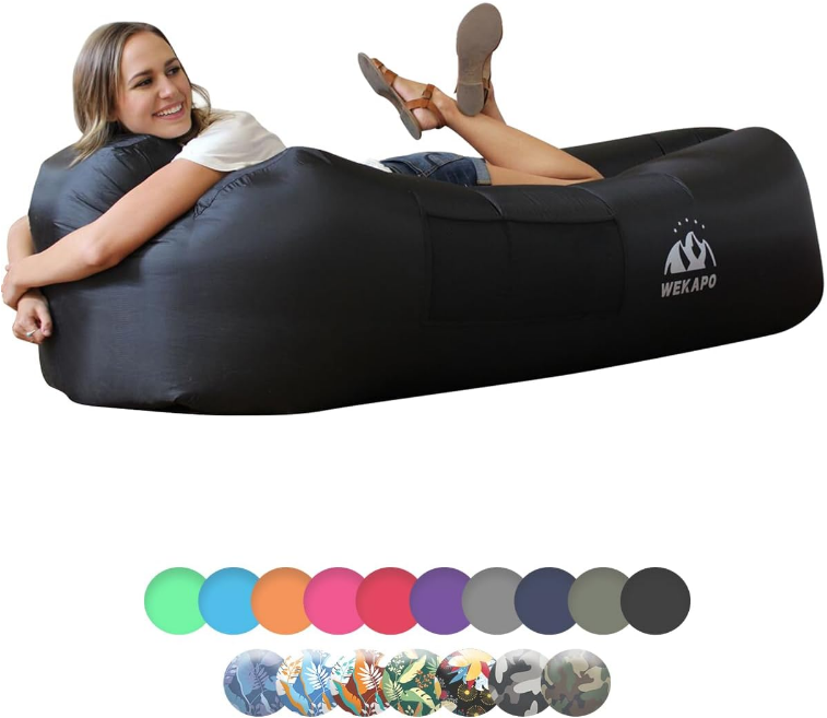 Inflatable Lounger Air Sofa Hammock-Portable,Water Proof& Anti-Air Leaking Design-Ideal Couch for Backyard Lakeside Beach Traveling Camping Picnics & Music Festivals (Black)