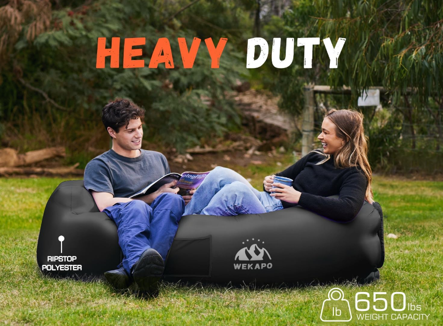 Inflatable Lounger Air Sofa Hammock-Portable,Water Proof& Anti-Air Leaking Design-Ideal Couch for Backyard Lakeside Beach Traveling Camping Picnics & Music Festivals (Black)