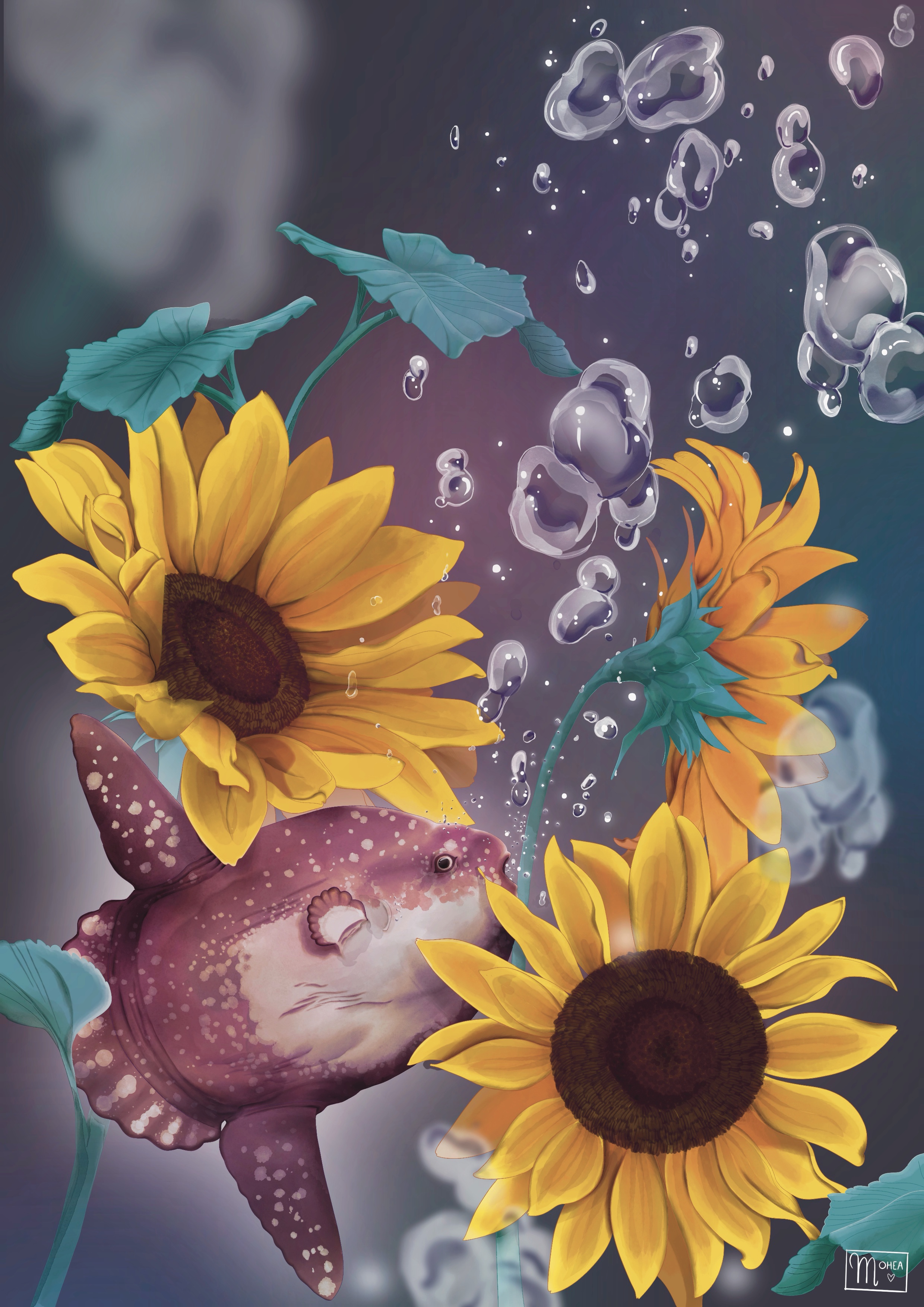 Le poisson lune et les tournesols
