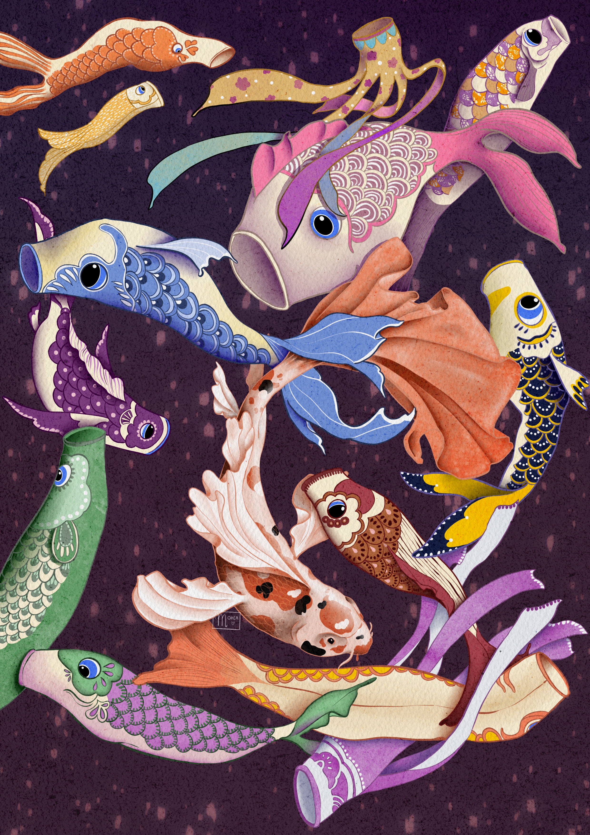 Les koi noboris et la carpe koi