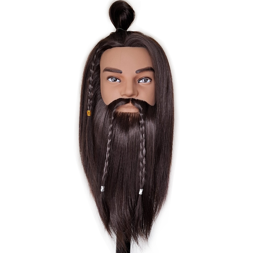 Bearded Mannequin Head with Long Hair