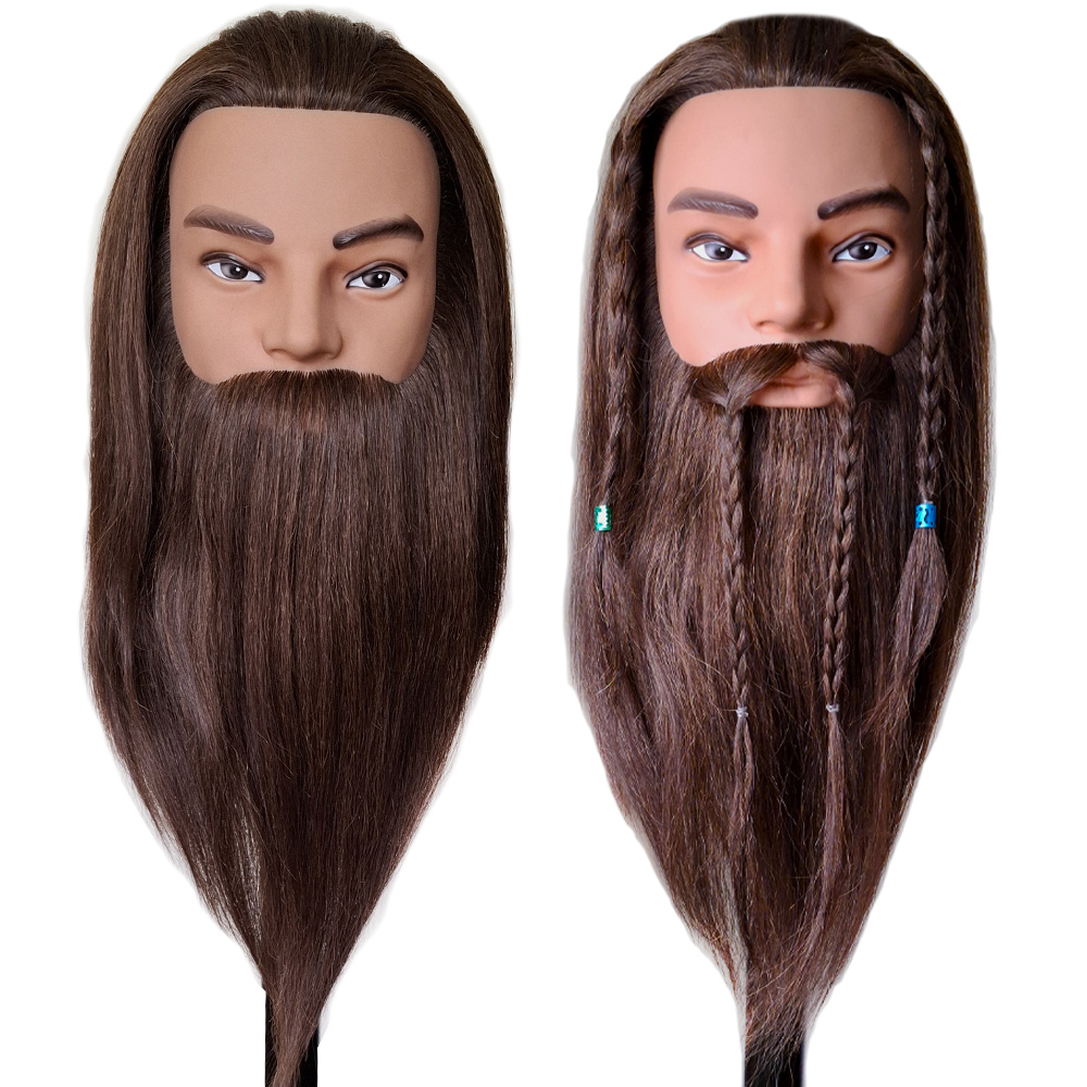 Bearded Mannequin Head with 100% Human Hair
