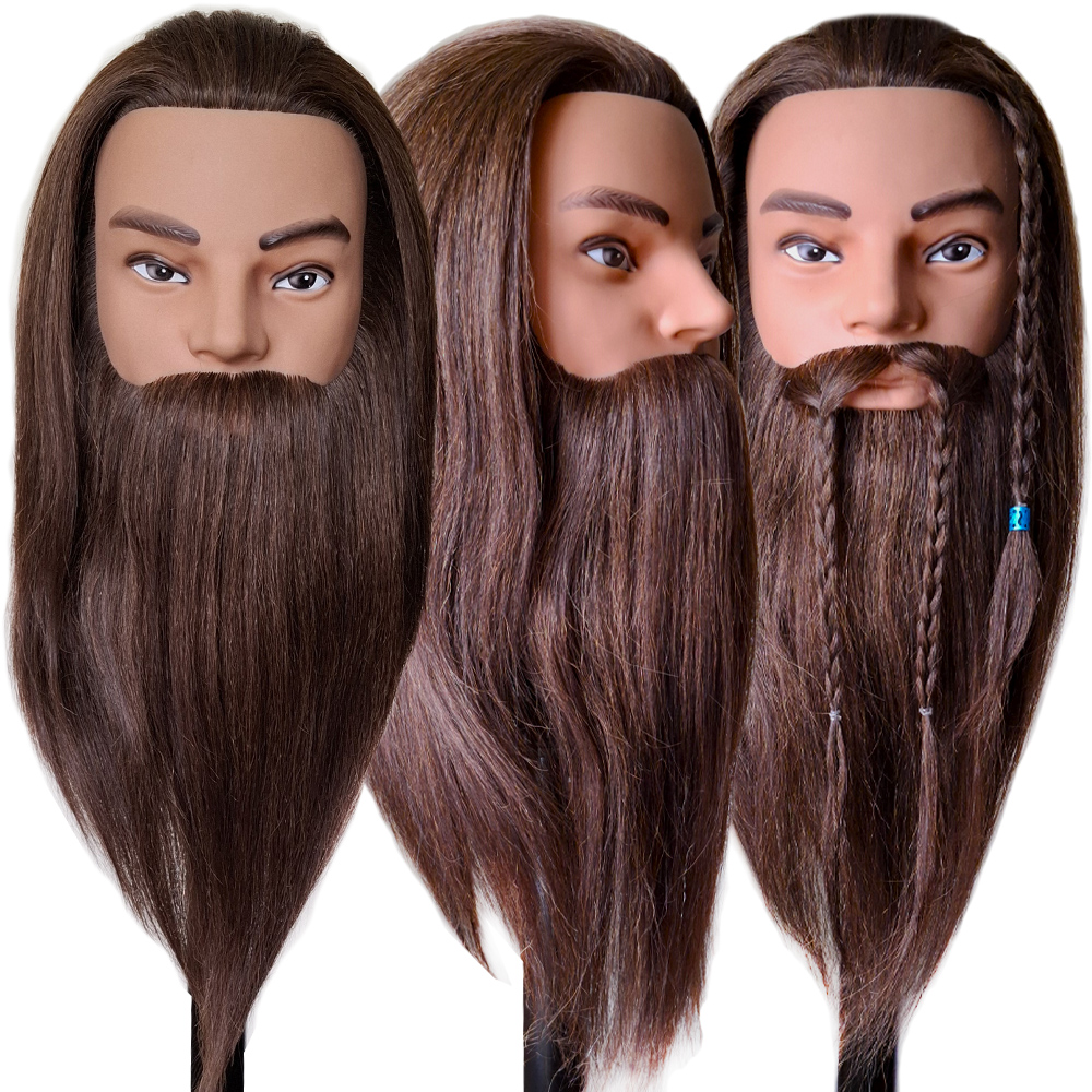 Bearded Mannequin Head with 100% Human Hair