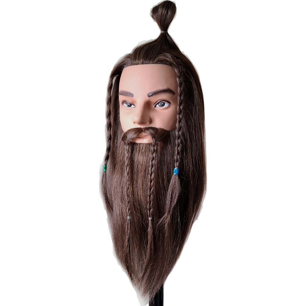 Bearded Mannequin Head with 100% Human Hair
